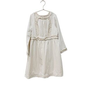 Bonpoint little girls cotton and wool cottagecore Cream Long Sleeve Dress NEW